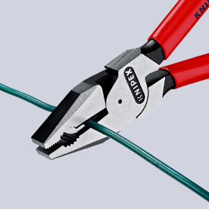 KNIPEX 02 01 225 SB Kraft-Kombizange mit Kunststoff überzogen schwarz atramentiert 225 mm