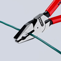 KNIPEX 02 01 225 SB Kraft-Kombizange mit Kunststoff überzogen schwarz atramentiert 225 mm
