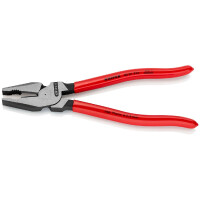KNIPEX 02 01 225 SB Kraft-Kombizange mit Kunststoff überzogen schwarz atramentiert 225 mm