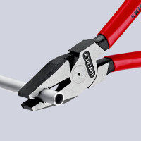 KNIPEX 02 01 225 SB Kraft-Kombizange mit Kunststoff überzogen schwarz atramentiert 225 mm