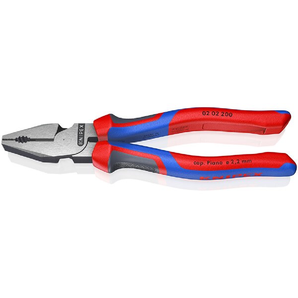 KNIPEX 02 02 200 Kraft-Kombizange mit Comfort-Griffen schwarz atramentiert 200 mm