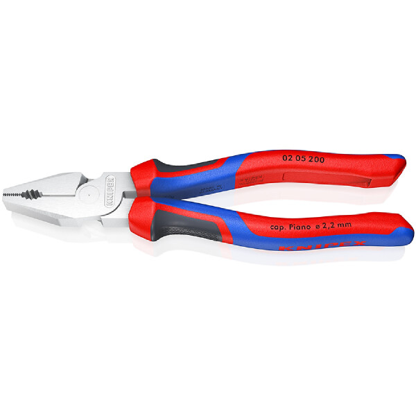 KNIPEX 02 05 200 Kraft-Kombizange mit Comfort-Griffen verchromt 200 mm