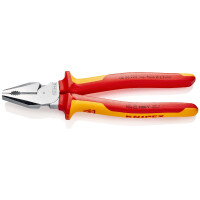 KNIPEX 02 06 225 Kraft-Kombizange isoliert mit Mehrkomponenten-Hüllen, VDE-geprüft verchromt 225 mm