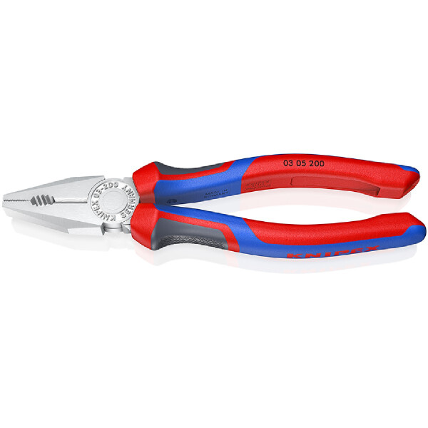 KNIPEX 03 05 200 SB Kombizange mit Comfort-Griffen verchromt 200 mm