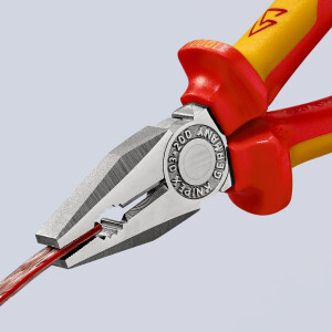 KNIPEX 03 06 200 Kombizange isoliert mit Mehrkomponenten-Hüllen, VDE-geprüft verchromt 200 mm