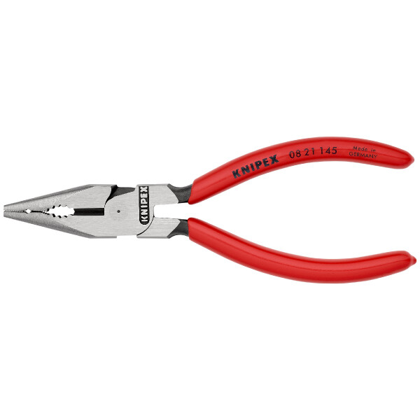 KNIPEX 08 21 145 SB Spitz-Kombizange mit Kunststoff überzogen schwarz atramentiert 145 mm