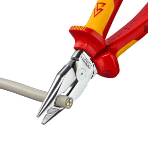 KNIPEX 08 26 185 Spitz-Kombizange isoliert mit Mehrkomponenten-Hüllen, VDE-geprüft verchromt 185 mm