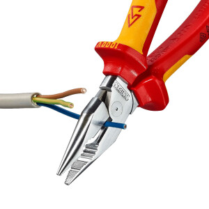 KNIPEX 08 26 185 Spitz-Kombizange isoliert mit Mehrkomponenten-Hüllen, VDE-geprüft verchromt 185 mm