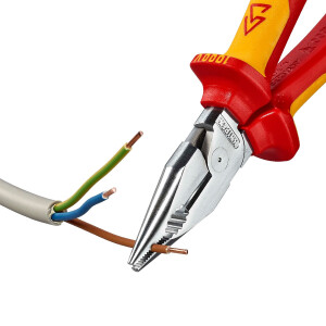 KNIPEX 08 26 185 Spitz-Kombizange isoliert mit Mehrkomponenten-Hüllen, VDE-geprüft verchromt 185 mm