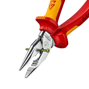 KNIPEX 08 26 185 Spitz-Kombizange isoliert mit Mehrkomponenten-Hüllen, VDE-geprüft verchromt 185 mm