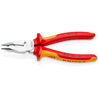 KNIPEX 08 26 185 Spitz-Kombizange isoliert mit Mehrkomponenten-Hüllen, VDE-geprüft verchromt 185 mm