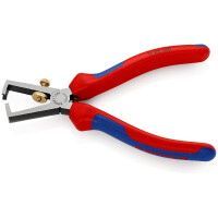 KNIPEX 11 02 160 SB Abisolierzange mit Öffnungsfeder, universal mit Mehrkomponenten-Hüllen schwarz atramentiert 160 mm
