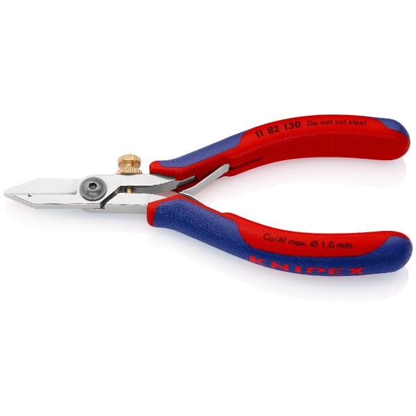 KNIPEX 11 82 130 Elektronik-Abisolierschere mit Mehrkomponenten-Hüllen 140 mm
