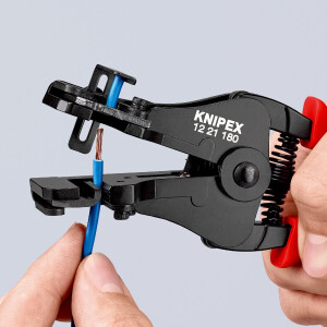 KNIPEX 12 21 180 Abisolierzange mit Formmessern mit Kunststoff-Griffhüllen schwarz lackiert 180 mm