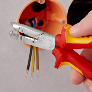 KNIPEX 13 46 165 SB Abmantelungszange isoliert mit Mehrkomponenten-Hüllen, VDE-geprüft verchromt 165 mm