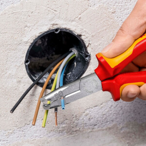 KNIPEX 13 46 165 Abmantelungszange isoliert mit Mehrkomponenten-Hüllen, VDE-geprüft verchromt 165 mm
