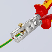 KNIPEX 13 66 180 T StriX® Abisolierzangen mit Kabelschere isoliert mit Mehrkomponenten-Hüllen, VDE-geprüft; mit integrierter isolierter Befestigungsöse zum Anbringen einer Absturzsicherung verchromt 180 mm