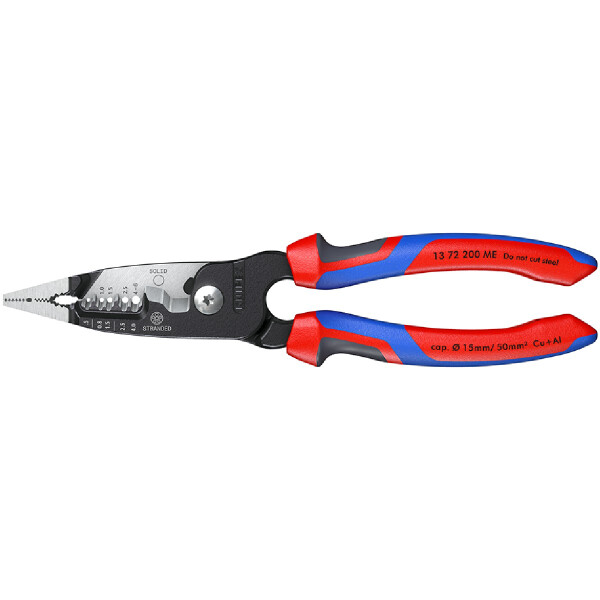 KNIPEX 13 72 200 ME Multifunktions-Elektrikerzange metrisches Modell mit Comfort-Griffen schwarz atramentiert 200 mm