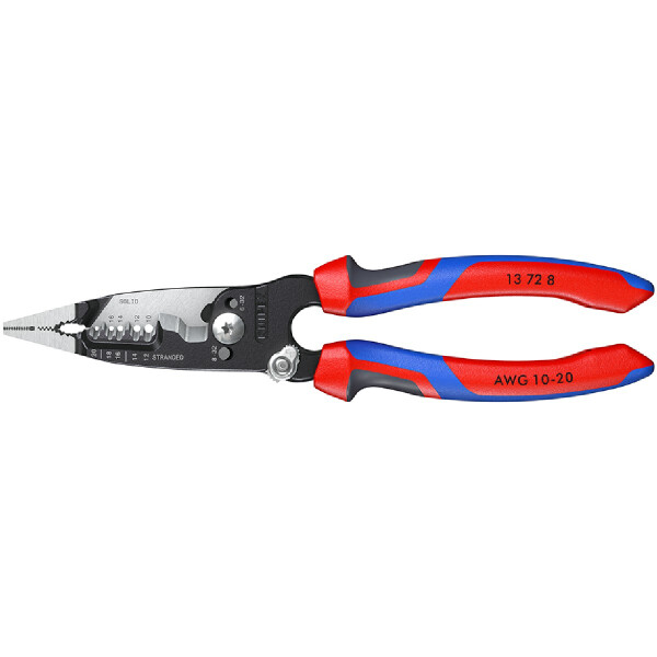 KNIPEX 13 72 8 WireStripper Multifunktions-Elektrikerzangen amerikanisches Modell mit Comfort-Griffen schwarz atramentiert 200 mm