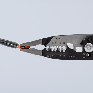 KNIPEX 13 72 8 WireStripper Multifunktions-Elektrikerzangen amerikanisches Modell mit Comfort-Griffen schwarz atramentiert 200 mm