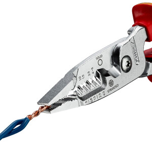 KNIPEX 13 76 200 ME Multifunktions-Elektrikerzange metrisches Modell isoliert mit Mehrkomponenten-Hüllen, VDE-geprüft verchromt 200 mm