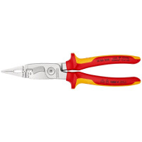KNIPEX 13 86 200 SB Elektro-Installationszange isoliert mit Mehrkomponenten-Hüllen, VDE-geprüft verchromt 200 mm