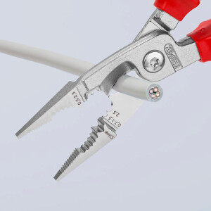 KNIPEX 13 86 200 Elektro-Installationszange isoliert mit Mehrkomponenten-Hüllen, VDE-geprüft verchromt 200 mm