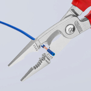KNIPEX 13 86 200 Elektro-Installationszange isoliert mit Mehrkomponenten-Hüllen, VDE-geprüft verchromt 200 mm