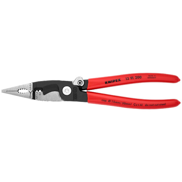KNIPEX 13 91 200 Elektro-Installationszange mit Kunststoff überzogen schwarz atramentiert 200 mm