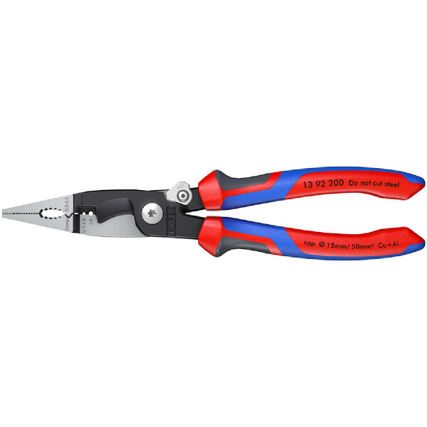 KNIPEX 13 92 200 SB Elektro-Installationszange mit Comfort-Griffen schwarz atramentiert 200 mm
