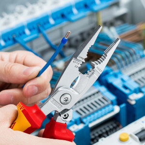 KNIPEX 13 96 200 Elektro-Installationszange isoliert mit Mehrkomponenten-Hüllen, VDE-geprüft verchromt 200 mm