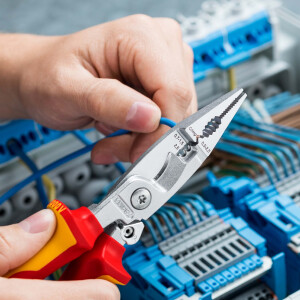 KNIPEX 13 96 200 Elektro-Installationszange isoliert mit Mehrkomponenten-Hüllen, VDE-geprüft verchromt 200 mm