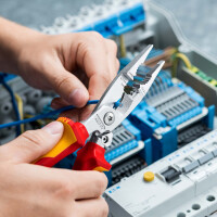 KNIPEX 13 96 200 Elektro-Installationszange isoliert mit Mehrkomponenten-Hüllen, VDE-geprüft verchromt 200 mm