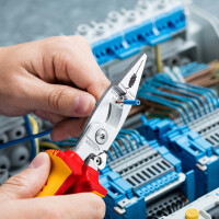 KNIPEX 13 96 200 Elektro-Installationszange isoliert mit Mehrkomponenten-Hüllen, VDE-geprüft verchromt 200 mm