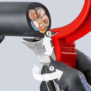 KNIPEX 16 45 220 STX60 Für harte und zähe Kabelmäntel Ø 30 – 60 mm 225 mm