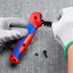KNIPEX 16 50 145 SB Abmantelungsmesser mit Gleitschuh und Ratschenfunktion mit Mehrkomponenten-Hüllen 146 mm