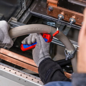 KNIPEX 16 50 145 SB Abmantelungsmesser mit Gleitschuh und Ratschenfunktion mit Mehrkomponenten-Hüllen 146 mm