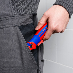 KNIPEX 16 50 145 SB Abmantelungsmesser mit Gleitschuh und Ratschenfunktion mit Mehrkomponenten-Hüllen 146 mm