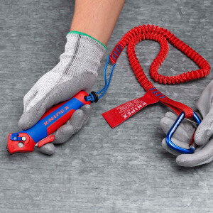 KNIPEX 16 50 145 SB Abmantelungsmesser mit Gleitschuh und Ratschenfunktion mit Mehrkomponenten-Hüllen 146 mm