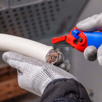 KNIPEX 16 50 145 SB Abmantelungsmesser mit Gleitschuh und Ratschenfunktion mit Mehrkomponenten-Hüllen 146 mm