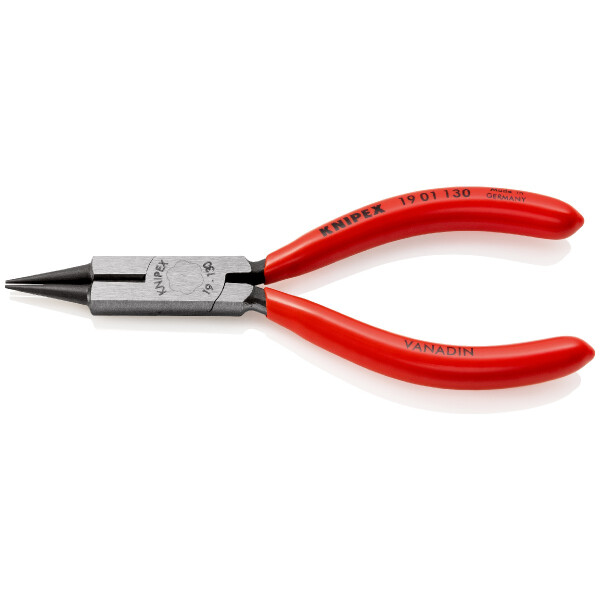 KNIPEX 19 01 130 Rundzange mit Schneide (Schmuckbiegezange) mit Kunststoff überzogen schwarz atramentiert 130 mm