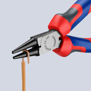 KNIPEX 22 02 140 Rundzange mit Comfort-Griffen schwarz atramentiert 140 mm