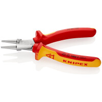 KNIPEX 22 06 160 Rundzange isoliert mit Mehrkomponenten-Hüllen, VDE-geprüft verchromt 160 mm