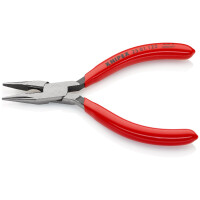 KNIPEX 25 01 125 Flachrundzange mit Schneide (Radiozange) mit Kunststoff überzogen schwarz atramentiert 125 mm