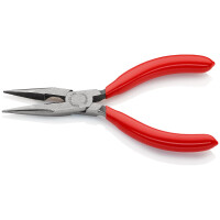 KNIPEX 25 01 140 SB Flachrundzange mit Schneide (Radiozange) mit Kunststoff überzogen schwarz atramentiert 140 mm