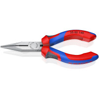 KNIPEX 25 02 140 SB Flachrundzange mit Schneide (Radiozange) mit Comfort-Griffen schwarz atramentiert 140 mm