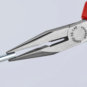 KNIPEX 25 02 140 Flachrundzange mit Schneide (Radiozange) mit Comfort-Griffen schwarz atramentiert 140 mm