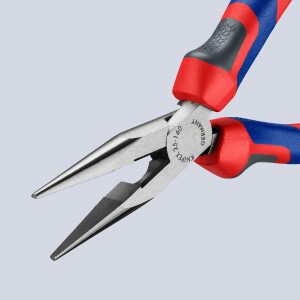 KNIPEX 25 02 160 SB Flachrundzange mit Schneide (Radiozange) mit Comfort-Griffen schwarz atramentiert 160 mm