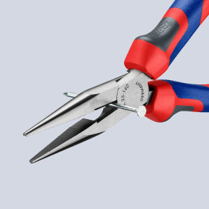 KNIPEX 25 02 160 Flachrundzange mit Schneide (Radiozange) mit Comfort-Griffen schwarz atramentiert 160 mm