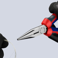 KNIPEX 25 02 160 Flachrundzange mit Schneide (Radiozange) mit Comfort-Griffen schwarz atramentiert 160 mm